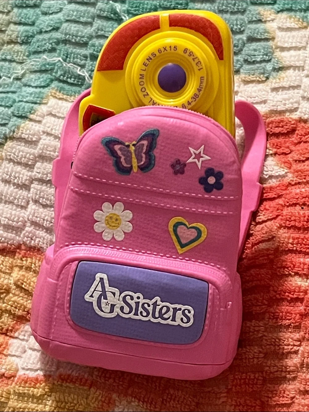 Pink Kids Mini Backpack with Butterfly & Heart Patches